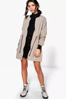 Длинный бомбер Ma1 boohoo, бежевый
