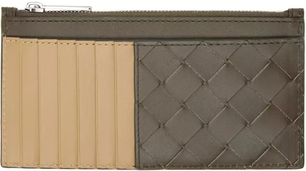 Длинный держатель карточек на молнии Brown & Tan Intrecciato Bottega Veneta