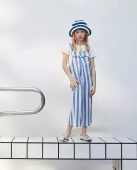 Длинный девичий комбинезон в полоску Kids El Corte Ingls, синий