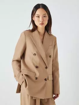 Длинный двубортный пиджак из смесовой шерсти John Lewis