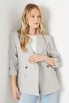 Длинный двубортный пиджак с карманами Dorothy Perkins, бежевый