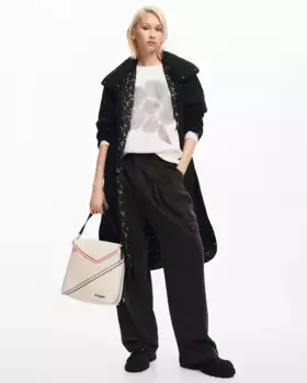 Длинный двусторонний женский пуховик Desigual, черный
