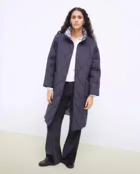 Длинный двусторонний женский пуховик Tintoretto, темно-синий