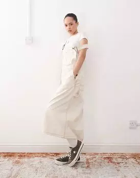 Длинный джинсовый комбинезон Dickies в цвете «кремовый»