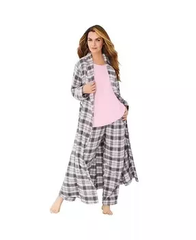 Длинный фланелевой халат больших размеров Dreams & Co., серый