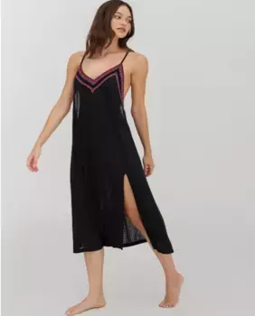 Длинный гладкий кафтан Pitusa, черный