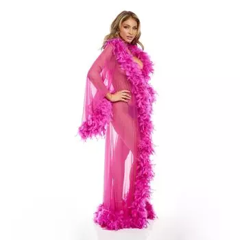 Длинный халат Oh La La Cheri размера плюс из искусственного пера LK-10973X Oh La La Cheri
