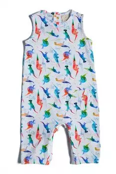 Длинный хлопковый комбинезон с рисунком динозавра Naeve, белый