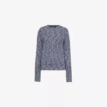 Длинный хлопковый трикотажный джемпер Julie Polo Ralph Lauren, синий
