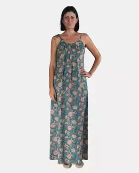 Длинный кафтан с цветочным принтом Kbas, синий