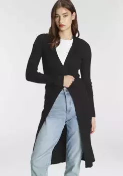 Длинный кардиган AJC с красивой ребристой отделкой, черный