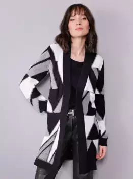 Длинный кардиган CREATION L PREMIUM, черно-белый