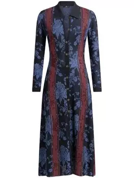 Длинный кардиган ETRO с цветочным жаккардом, синий