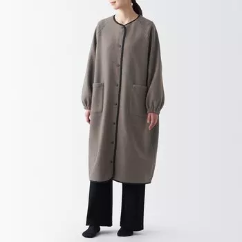 Длинный кардиган из гладкого флиса MUJI, темно коричневый