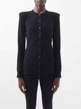 Длинный кардиган из смесового хлопка с мягкими плечами WARDROBE.NYC, черный