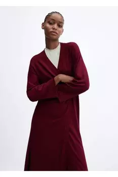 Длинный кардиган из тонкого трикотажа Mango, бордовый