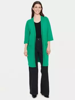 Длинный кардиган Kila с короткими рукавами Saint Tropez, зеленый меланж