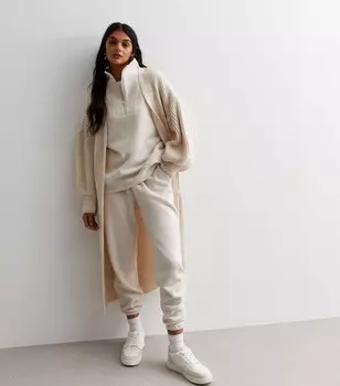 Длинный кардиган кремовой вязки в рубчик Gini London Gini London, кремовый