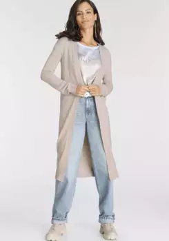 Длинный кардиган Laura Scott, выполненный из уютного трикотажа, бежевый