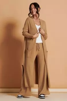 Длинный кардиган мягкой вязки Jolie Moi, коричневый