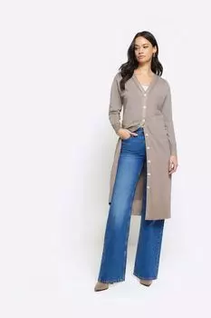 Длинный кардиган с блестящими пуговицами спереди River Island, оранжевый