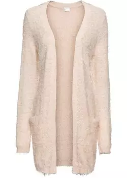 Длинный кардиган с флисовым эффектом Bodyflirt, бежевый