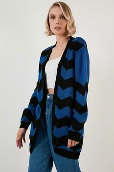 Длинный кардиган с карманами Color Blocked 6310006 Lela