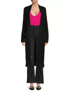 Длинный кардиган с открытой передней частью и отделкой логотипом Karl Lagerfeld Paris, черный