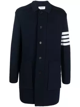 Длинный кардиган с полосками 4-Bar Thom Browne, синий