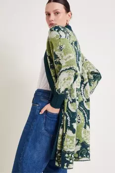 Длинный кардиган с принтом Эмбер Monsoon, зеленый