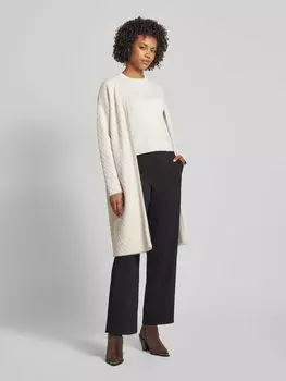 Длинный кардиган с ребристыми манжетами Milano Italy, бежевый