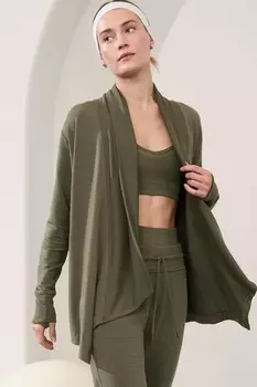 Длинный кардиган с запахом для восстановления пранаямы Athleta, зеленый