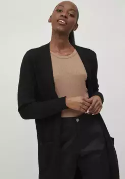 Длинный кардиган Vila "VIRIL LONG L/S KNIT CARDIGAN - NOOS", длина до колена, черный