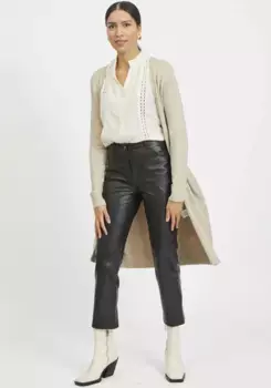 Длинный кардиган Vila "VIRIL LONG L/S KNIT CARDIGAN - NOOS", длина до колена, цвет Natur