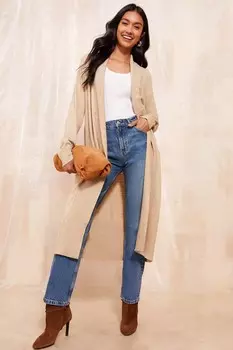 Длинный кардиган в рубчик Friends Like These, коричневый