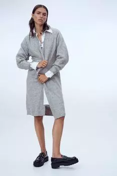 Длинный кардиган в рубчик H&amp;M, светло-серый меланж