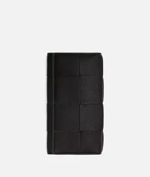 Длинный кассетный кошелек Bottega Veneta, зеленый/черный