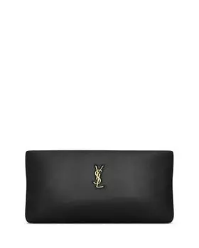 Длинный клатч Calypso из кожи ягненка Saint Laurent, цвет Black