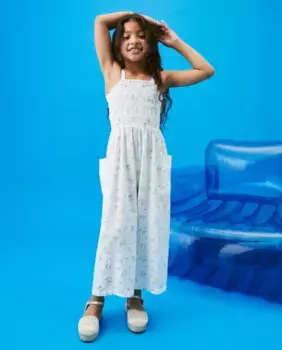 Длинный комбинезон для девочки на резинках Kids El Corte Ingls, белый