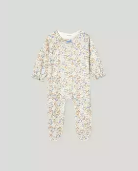 Длинный комбинезон для девочки с принтом и застежкой-кнопкой Cotton Juice, мультиколор