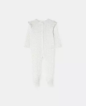 Длинный комбинезон для девочки с принтом «Сердечки» Cotton Juice, белый