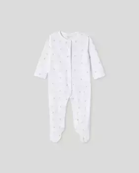 Длинный комбинезон для мальчика Cotton Juice, белый