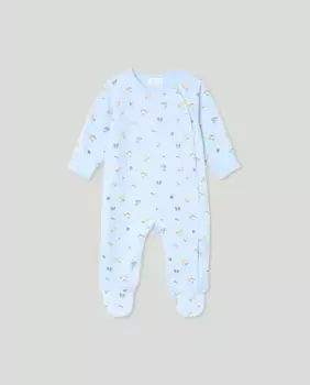 Длинный комбинезон для мальчика с принтом и липкой застежкой Cotton Juice, синий