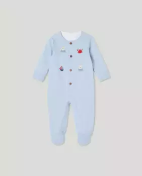 Длинный комбинезон для мальчиков с вышитыми животными Cotton Juice, синий