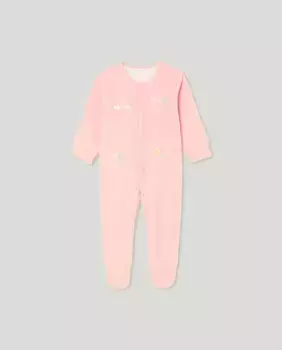 Длинный комбинезон с вышивкой для девочки Cotton Juice, розовый