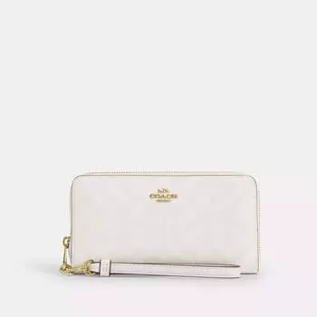 Длинный кошелек Coach Outlet на молнии из фирменной ткани, цвет gold/white/chalk