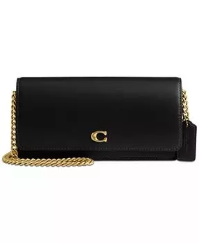 Длинный кошелек Essential из изысканной кожи на цепочке Coach, черный