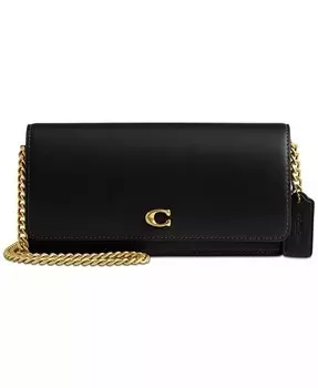 Длинный кошелек Essential из изысканной кожи на цепочке Coach, белый