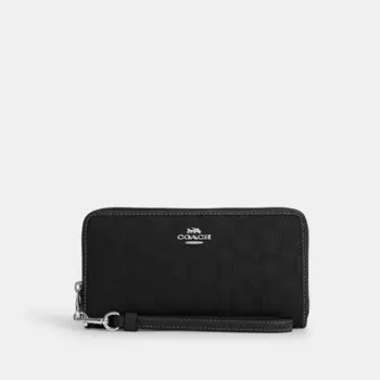 Длинный кошелек на молнии COACH, серебряный/черный