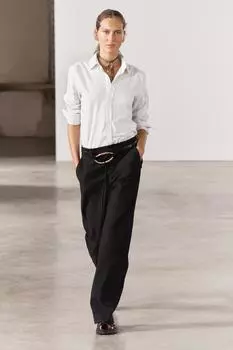 Длинный кожаный ремень ZARA, черный